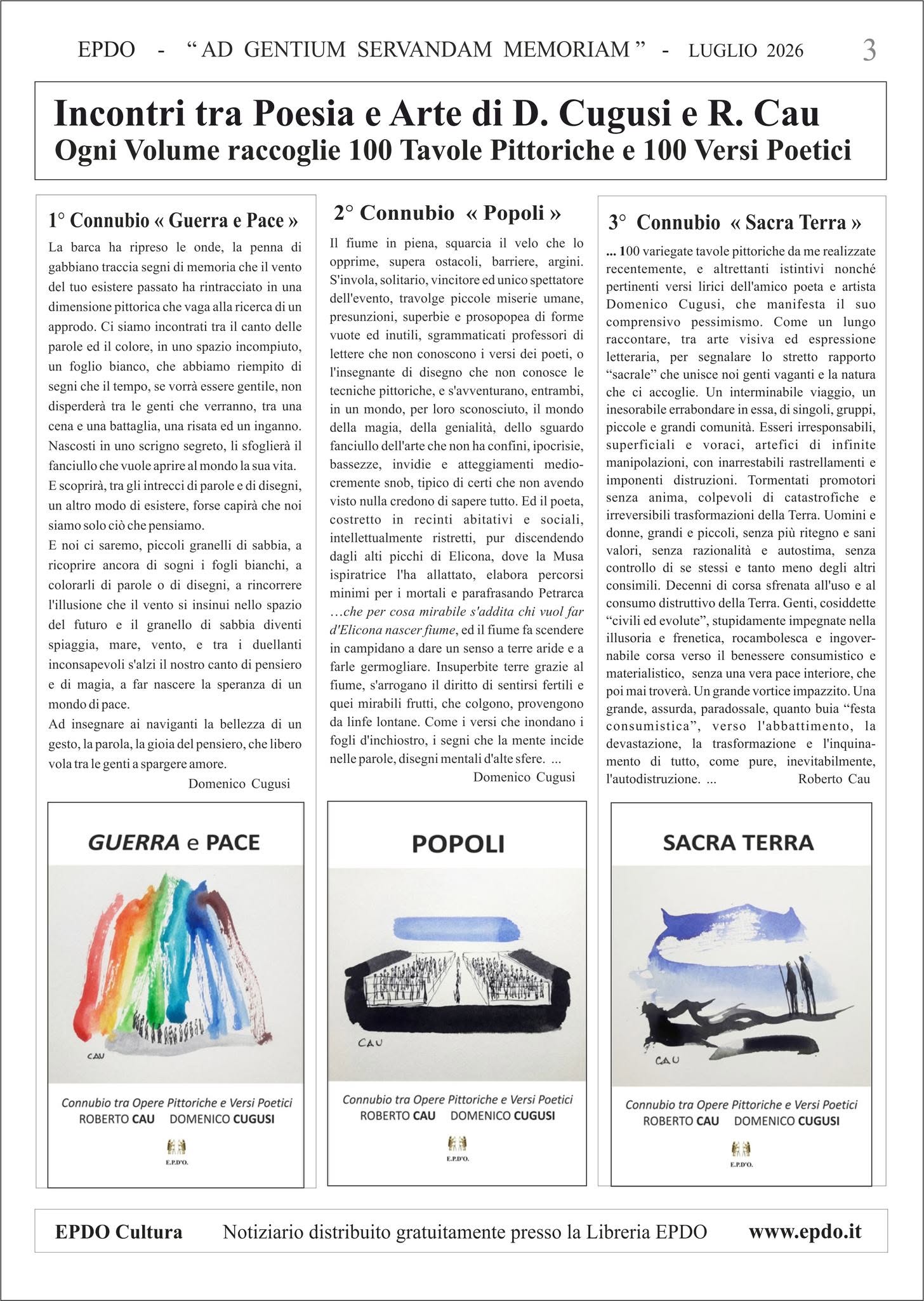 Notiziario Culturale EPDO Oristano